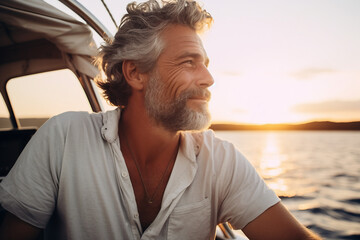 People spending weekend vacation on the boat sea ocean river lake, Generative AI