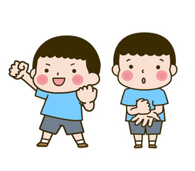 子供の元気なポーズ