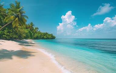 Tropical beautiful beach panorama background natural seascape.