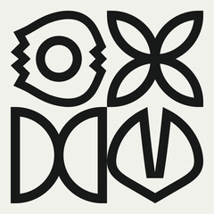 Geometric floral pattern background inspired by mid-century modern style.	
