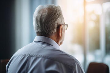 Generated with AI portrait of elderly man in clinic or hospital