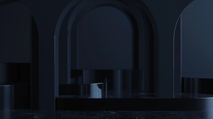 Fototapeta premium Luxurious minimalist artwork featuring elegant dark shapes on a surreal and refined background