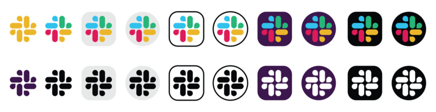 Slack logotype icon png isolated on transparent background. slack logo icon png