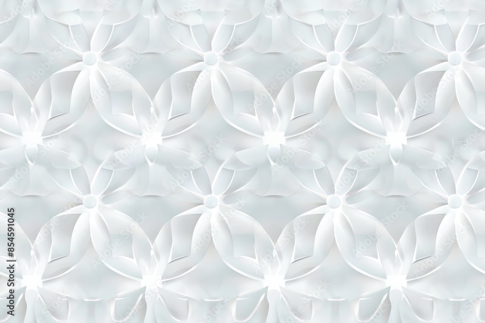 Poster a seamless pattern of white and gray overlapping flower petals. aig51a.