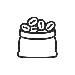 Bag of coffee beans, linear style icon. Editable stroke width