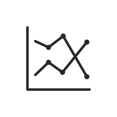 Line graph, linear style icon. Line graph with points indicating data values. Editable stroke width.