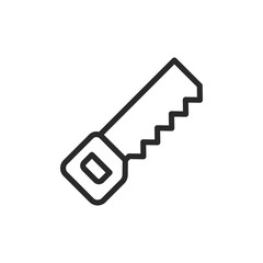 Saw, linear style icon. woodworking and tools. Editable stroke width