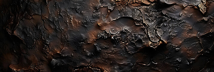 Abstract dark clay texture with various elements Copy space image