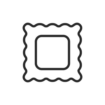 recommend clip art: Ravioli, linear style icon. Square-shaped pasta with filling. Editable stroke width