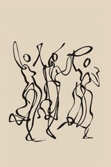 Hand drawn of people dance drawing illustrated sketch.