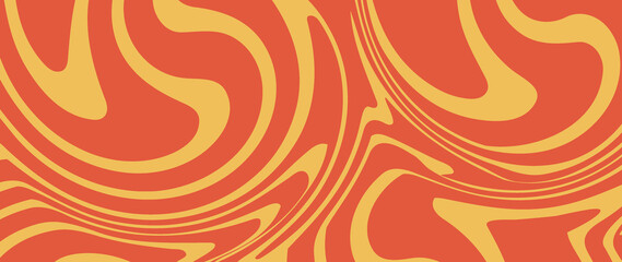 Obraz premium Flat illustration. Abstract horizontal background with colorful waves. Fashionable retro style in pastel colors. Ideal for textile design, screensavers, covers, cards, invitations and posters..