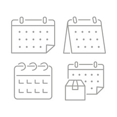 Flat illustration. Four calendar icons. Gray icon on isolated on white background. Perfect for your creative idea...