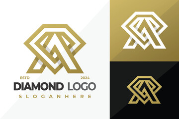 Letter A Alpha Diamond logo design vector symbol icon illustration