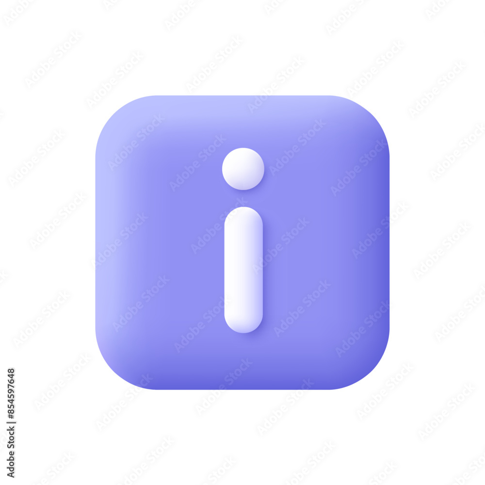Aufkleber information info square button or box. help, faq and support concept. 3d vector icon. cartoon minima