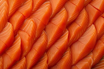 Fresh Salmon Slices Close-Up - Delicately Layered Fish with Vibrant Color