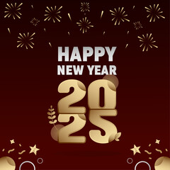 Happy New Year 2025 Celebration Greeting Banner Design Template