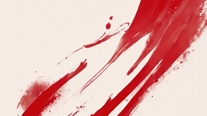 Red and silver ink brush stroke on paper. Abstract background in Japanese style