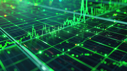 Positive Economic Data Display. Green Stock Market Growth Icons