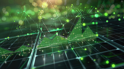 Positive Economic Data Display. Green Stock Market Growth Icons