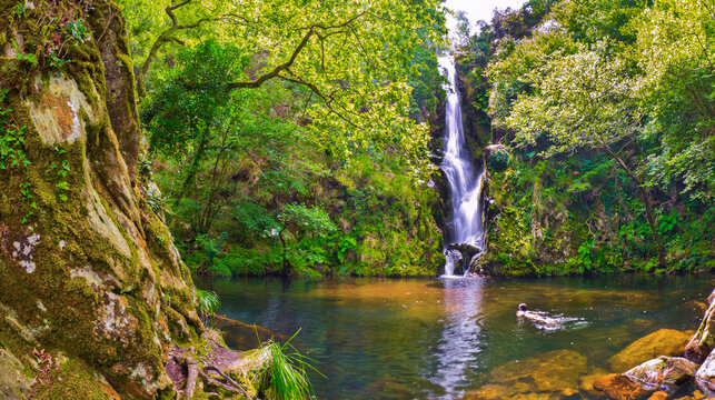 Waterfall of Pozo da Ferida, Viveiro, Lugo, Galicia, Spain, Europe