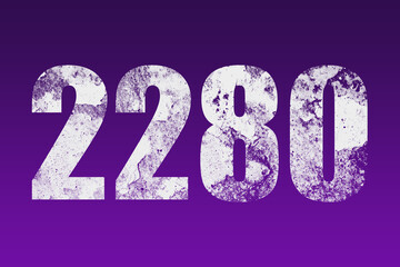 flat white grunge number of 2280 on purple background.	