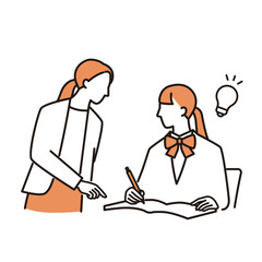 女性講師に個別指導してもらう女子高生