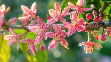 Pink flowers of Gliricidia sepium flourishing in the heavens the splendor of the natural world Gliricidia maculata flowers in bloom on tree branches