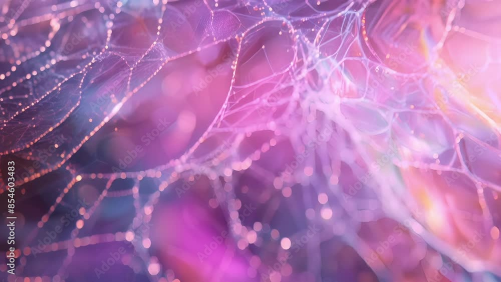Poster the delicate texture of a holographic film resembles a cosmic spiderweb capturing and reflecting lig