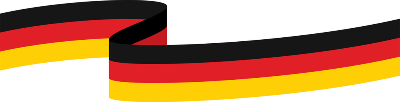 Black, red and yellow colored curved border background, as the colors of Germany flag. Flat design illustration.