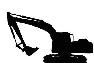 Excavator loader silhouette with  isolated on white background