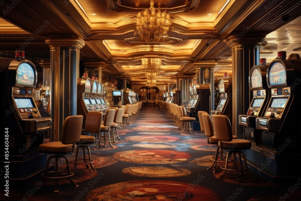 Poster casino empty scene game architecture illuminated.