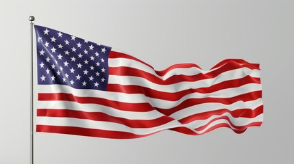 Fototapeta premium Motion effect of an American flag waving against a minimalistic clean background ideal for dynamic advertising photos and mockups with text areas