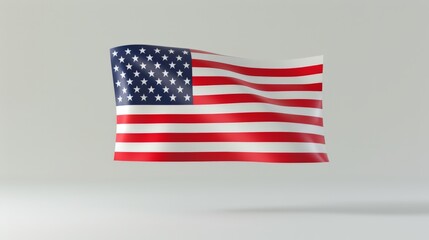 Floating 3D representation of the US flag with a clean and minimalistic background ideal for use in digital mockups and advertising photos