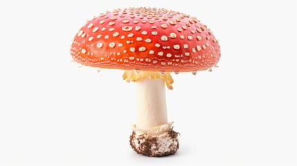 Fly agaric red mushroom isolated on white background