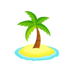 Palm Tree in the middle of the ocean; small island with palm tree
