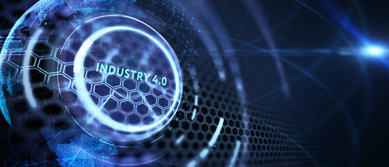 Industry 4.0 Cloud computing, physical systems, IOT, cognitive computing industry. 3d illustration