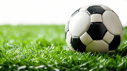 Fototapeta premium Close up Soccer ball on field background isolated on white