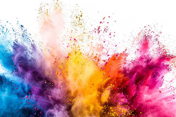 Fototapeta premium Dynamic Explosion of Colorful Holi Powder Against White Backdrop 