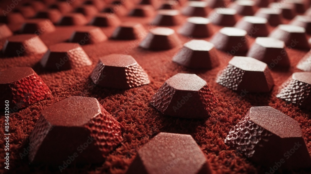 Poster vast array of chocolate pralines meticulously arranged on textured surface, creating pattern that bo