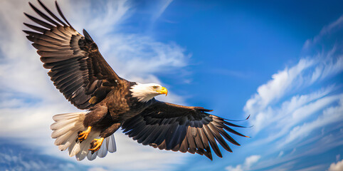 Obraz premium Bald eagle flying isolated on white background