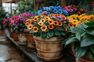Pots with plants colorful flowers inspiration ideas