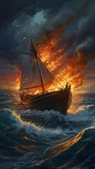 Obraz premium ship in the sea, ai generated