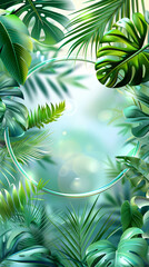 close up shot, plant in the forest garden,   palm green leaf background textured, micro tropical nature background