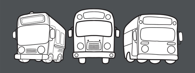 Cute school bus, hand drawn, back to school day, coloring book, child, illustration, element, vector