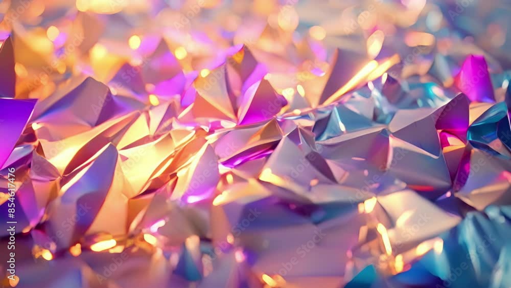 Poster light dances on the reflective surface of a holographic foil creating an ethereal scene of shimmerin