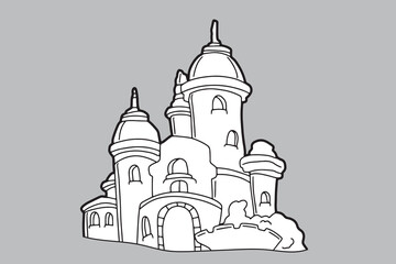 Underwater castle, underwater sea, bastion, nest, sea
line drawing, wear white
hand drawn line illustration coloring book