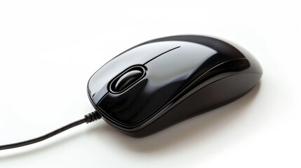 Long wired optical mouse isolated on white background