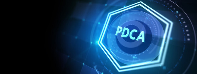 Fototapeta premium PDCA Plan Do Act Check Business technology concept. Technology, Internet and network concept. 3d illustration