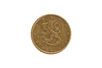 Closeup of backside of 10 cent euro coin.