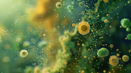 Fototapeta premium Scientific Analysis. Pollen Particles Magnified by Electronic Microscopy